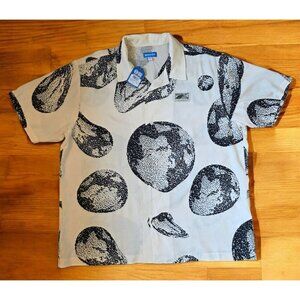 Market Earth Bitmap Short Sleeve Shirt Mens Sz 2XL Cream Button Up Worldwear NWT